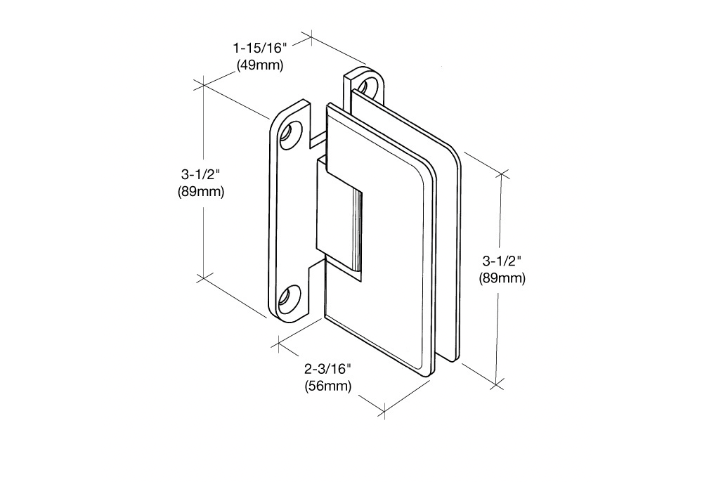 CRL Polished Chrome Pinnacle 037 Series Wall Mount 'H' Back Plate Hinge