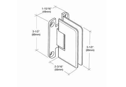 CRL Polished Chrome Pinnacle 037 Series Wall Mount 'H' Back Plate Hinge
