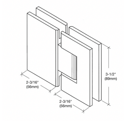 CRL Polished Chrome Geneva 180 Series 180 Degree Glass-to-Glass Standard Hinge